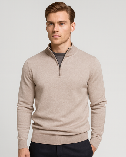 Maglione Uomo Mezza Zip in Cotone Design Pulito Versatile