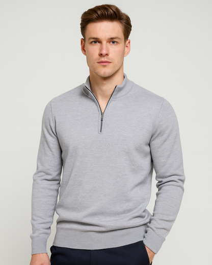 Maglione Uomo Mezza Zip in Cotone Design Pulito Versatile