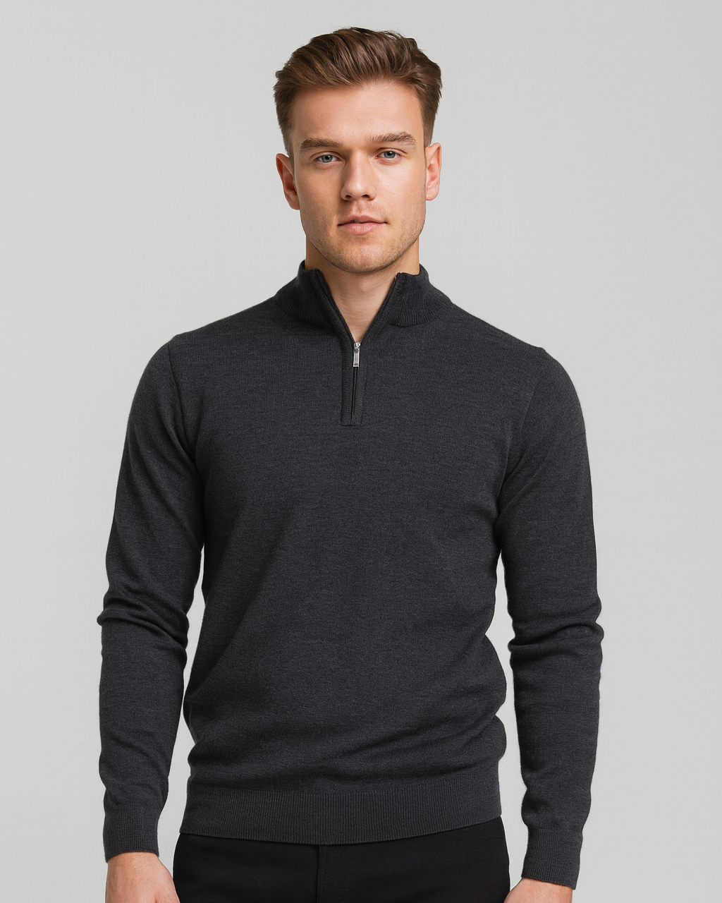 Maglione Uomo Mezza Zip in Cotone Design Pulito Versatile