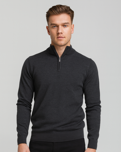 Maglione Uomo Mezza Zip in Cotone Design Pulito Versatile