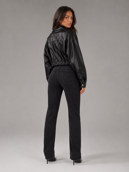 Giacca Biker Donna Corta Effetto Pelle