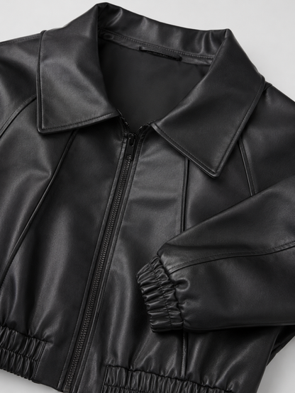 Giacca Biker Donna Corta Effetto Pelle