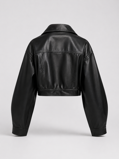 Giacca Biker Donna Corta Effetto Pelle