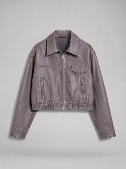 Giacca Trucker Donna Effetto Pelle Lavato