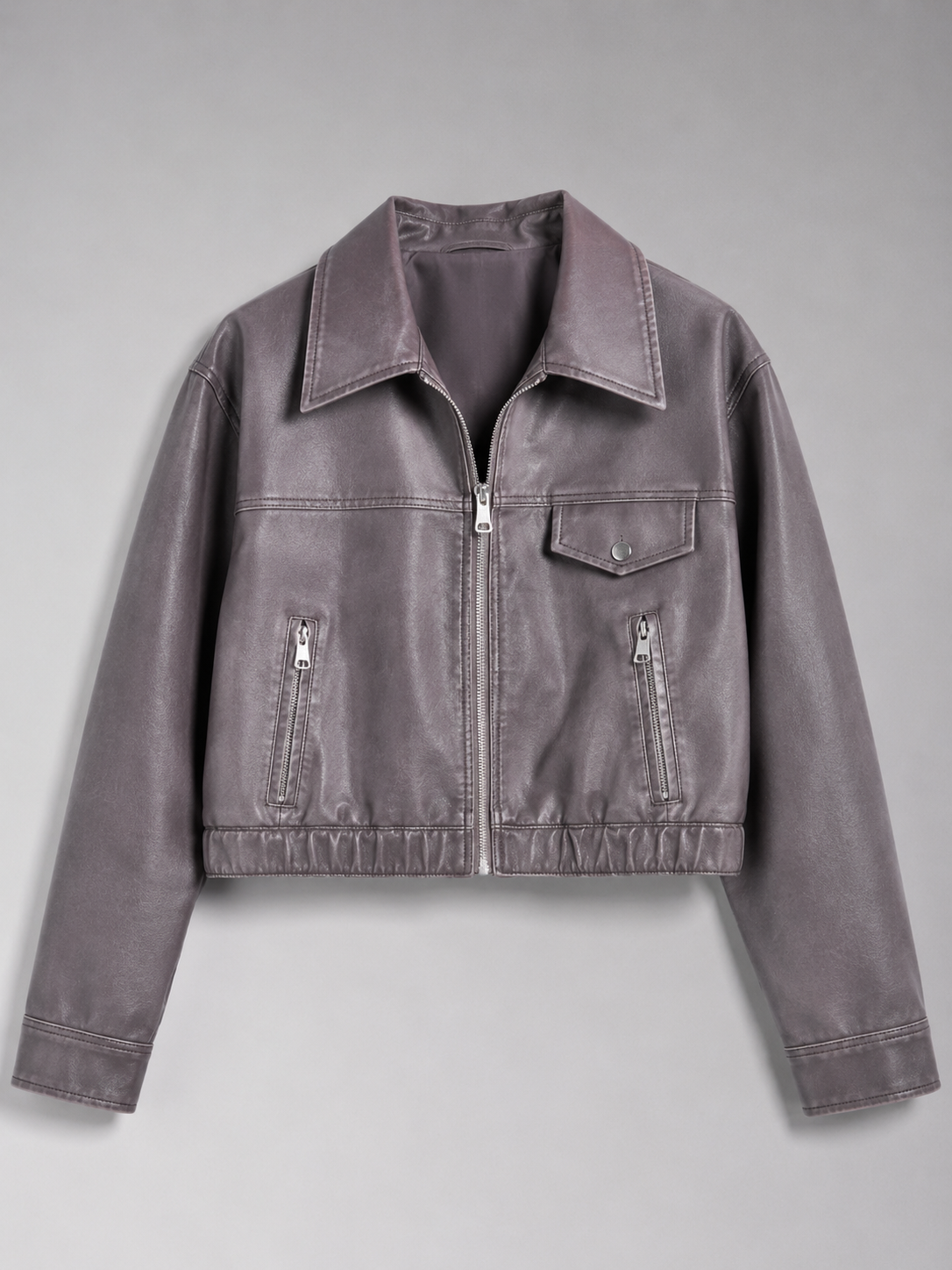 Giacca Trucker Donna Effetto Pelle Lavato