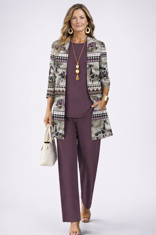 Valentina | Completo Donna 3 Pezzi Viola Prugna