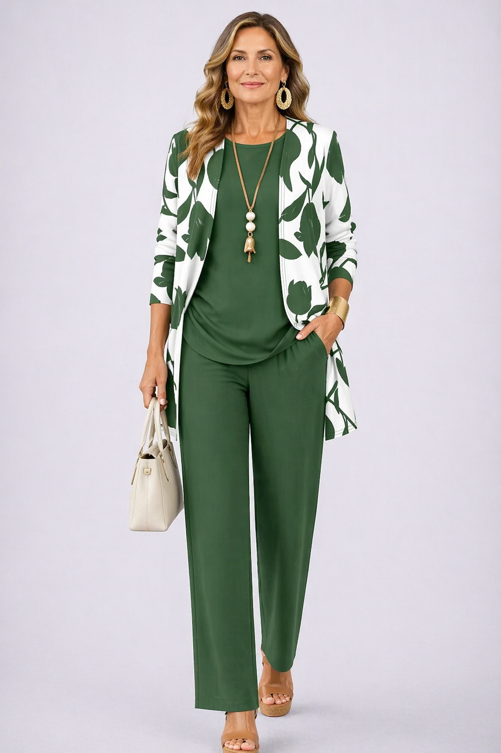 Brunella | Completo Donna 3 Pezzi Verde e Bianco
