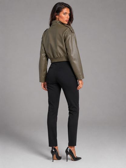 Giacca Utility Donna Corta con Collo Mao