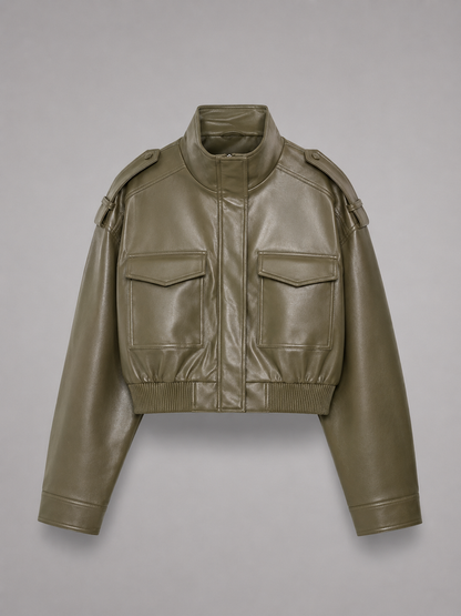 Giacca Utility Donna Corta con Collo Mao