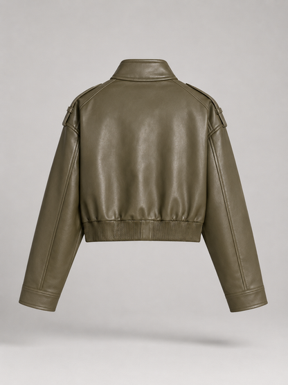 Giacca Utility Donna Corta con Collo Mao