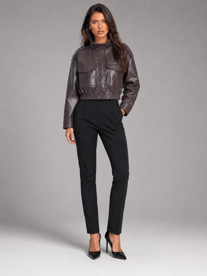 Giacca Utility Donna Corta con Collo Mao