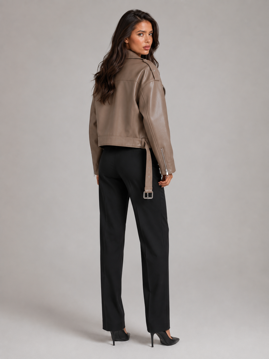 Giacca Biker Donna Oversize Effetto Pelle