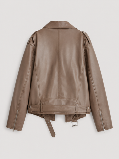 Giacca Biker Donna Oversize Effetto Pelle