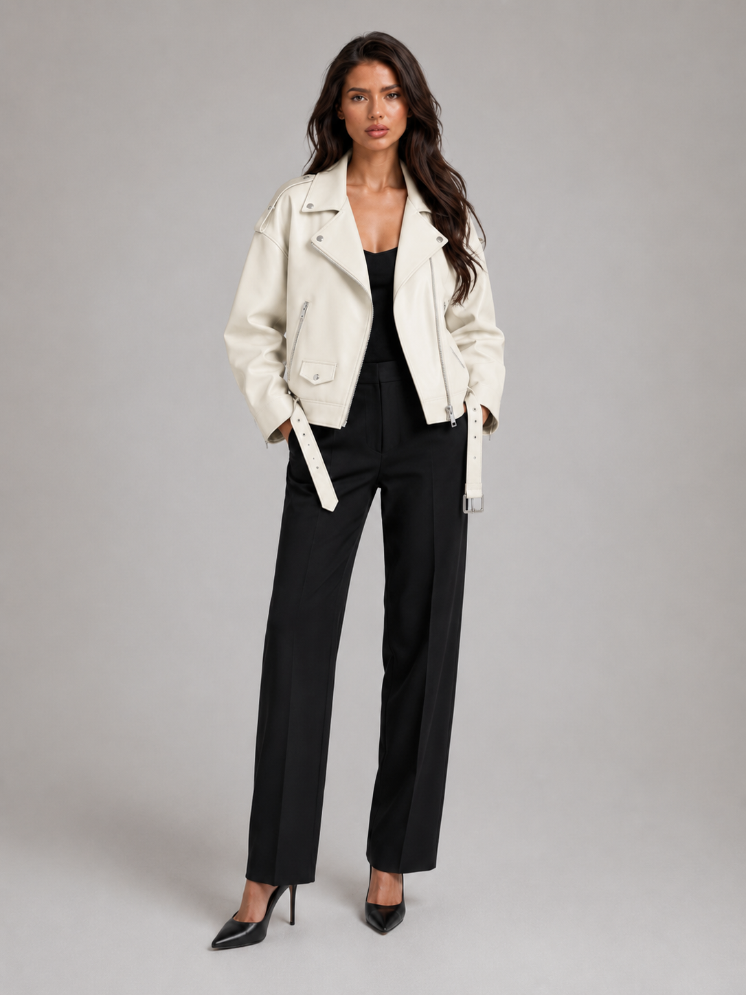 Giacca Biker Donna Oversize Effetto Pelle