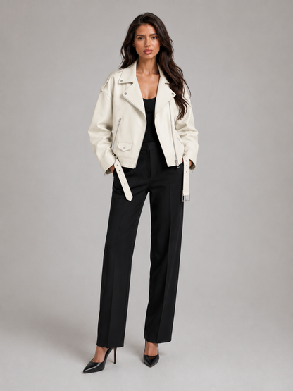 Giacca Biker Donna Oversize Effetto Pelle