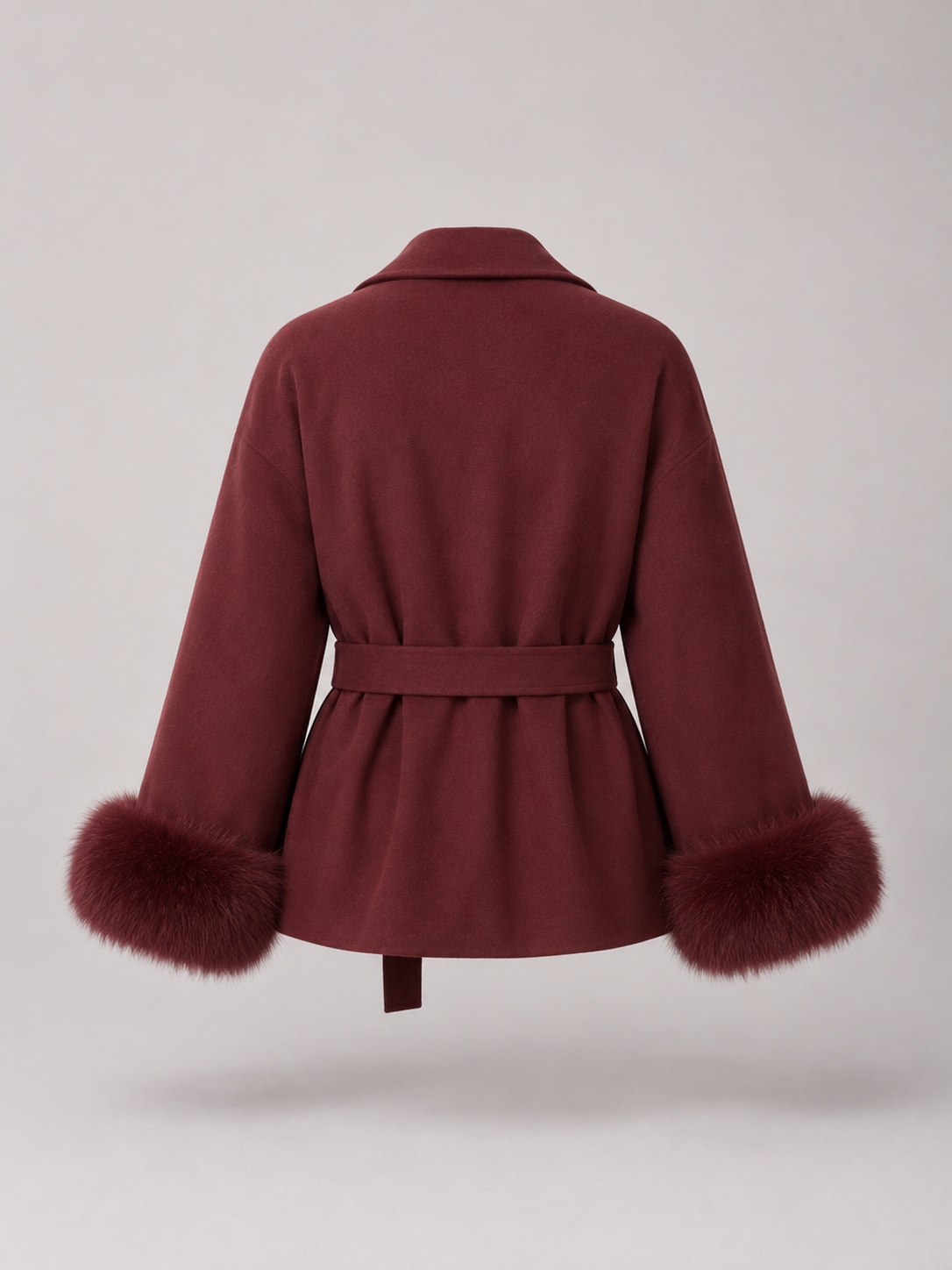 Cappotto Corto Donna con Polsini in Pelliccia Sintetica