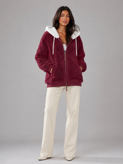 Felpa Donna Oversize in Pile Sherpa con Zip