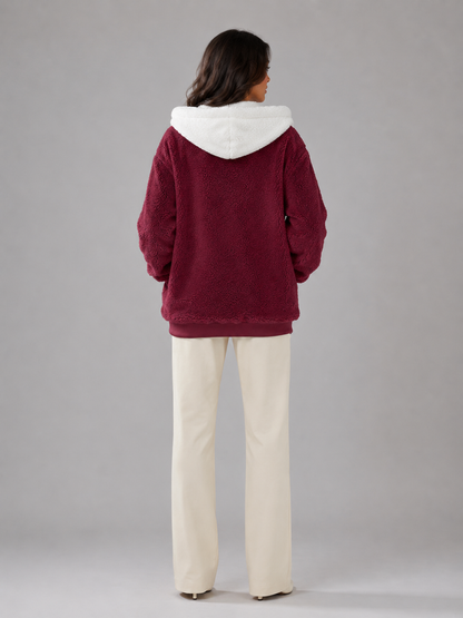 Felpa Donna Oversize in Pile Sherpa con Zip