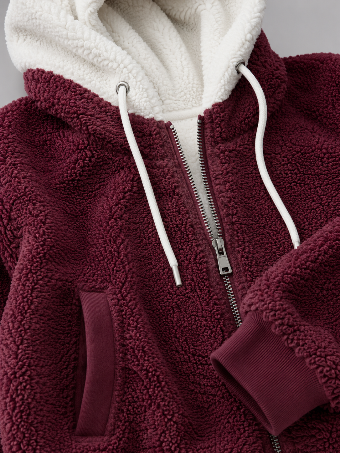 Felpa Donna Oversize in Pile Sherpa con Zip
