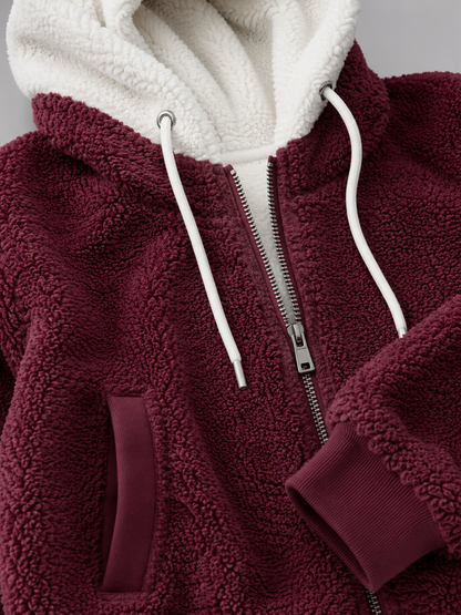Felpa Donna Oversize in Pile Sherpa con Zip