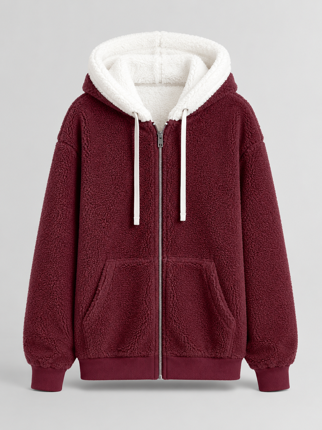 Felpa Donna Oversize in Pile Sherpa con Zip