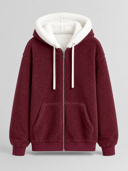 Felpa Donna Oversize in Pile Sherpa con Zip