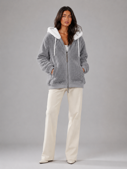 Felpa Donna Oversize in Pile Sherpa con Zip