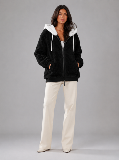 Felpa Donna Oversize in Pile Sherpa con Zip