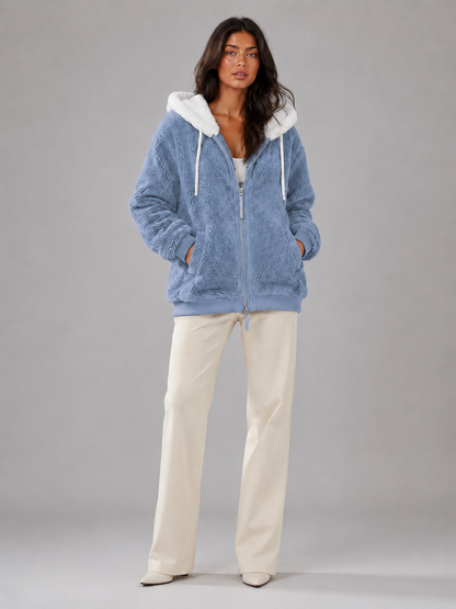 Felpa Donna Oversize in Pile Sherpa con Zip