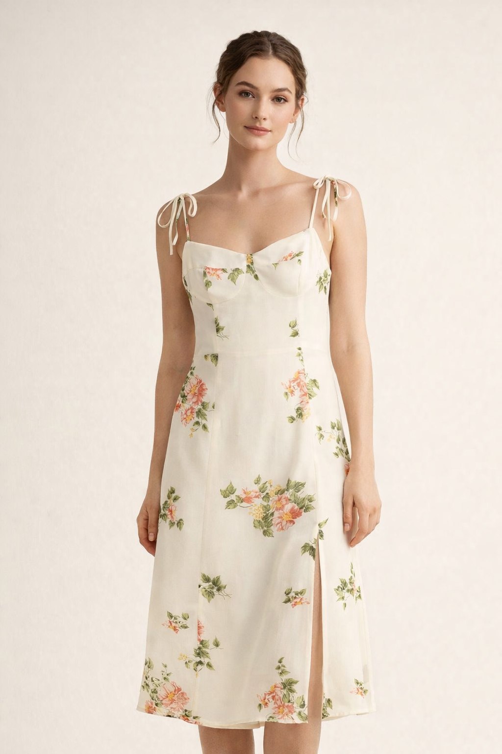 Abito Midi Donna Floreale con Cintura