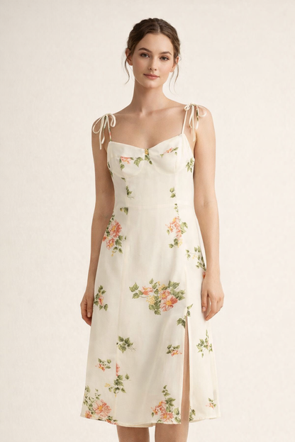 Abito Midi Donna Floreale con Cintura