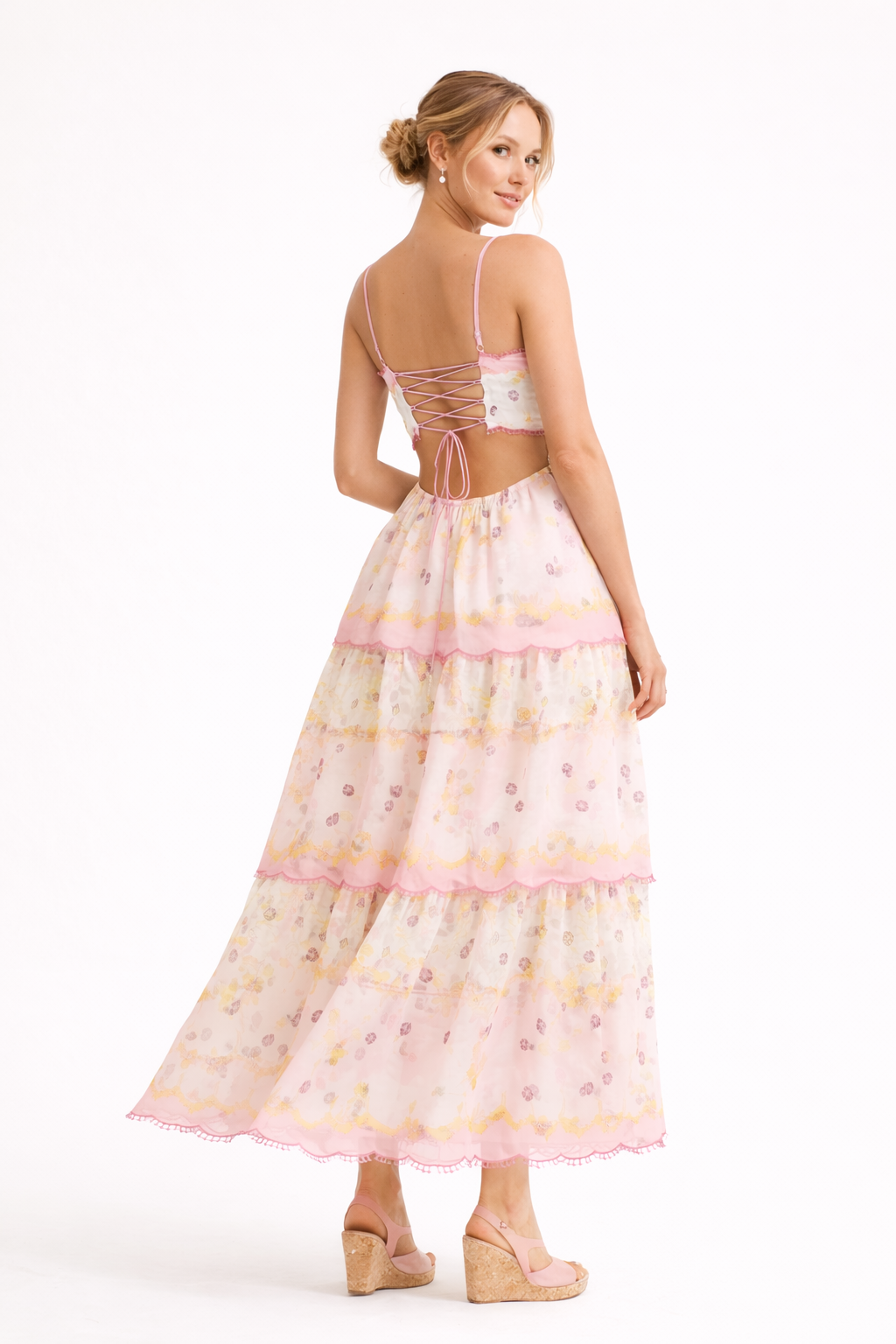 Abito Midi Donna con Gonna a Strati
