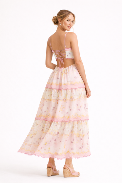 Abito Midi Donna con Gonna a Strati