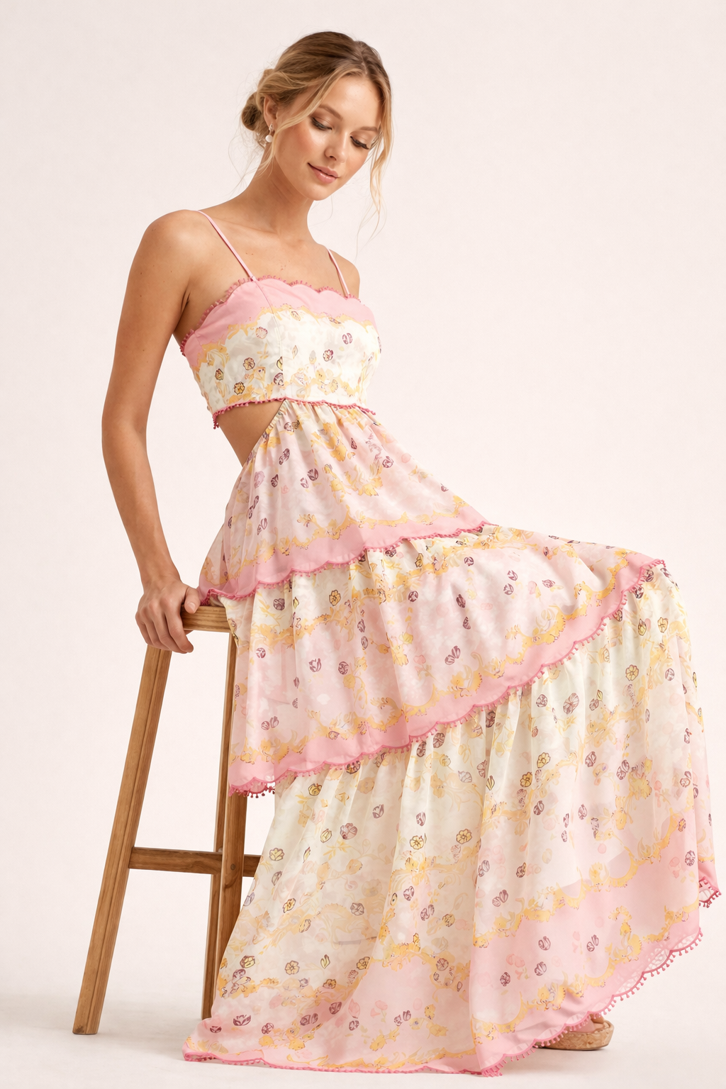 Abito Midi Donna con Gonna a Strati