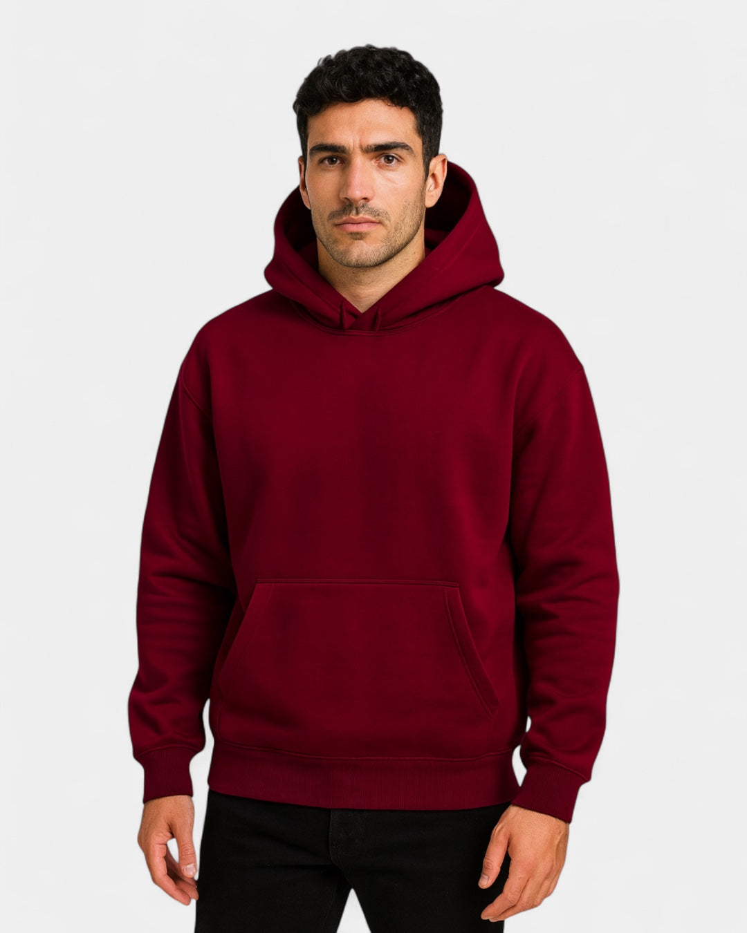 Felpa Uomo con Cappuccio in Pile Cotone Pesante Calda
