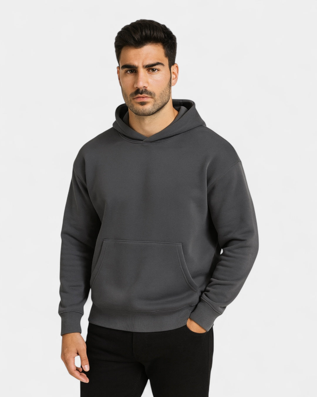 Felpa Uomo con Cappuccio in Pile Cotone Pesante Calda