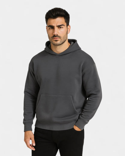 Felpa Uomo con Cappuccio in Pile Cotone Pesante Calda