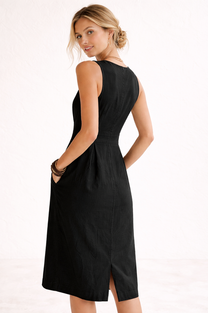 Abito Midi Donna Wrap con Bottoni