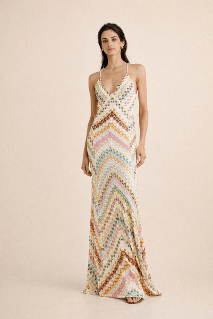 Abito Lungo Donna Multicolor Primaverile