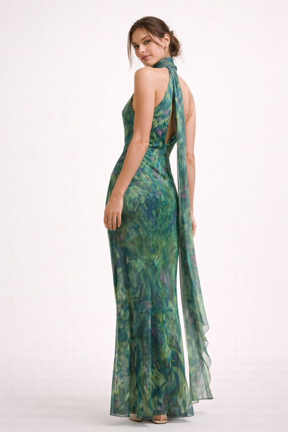 Abito Lungo Donna con Scollo Halter