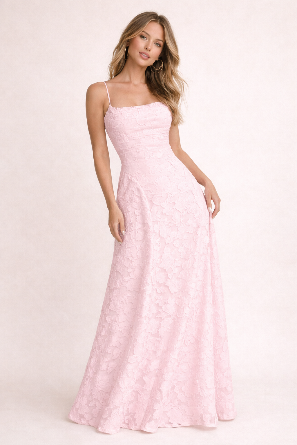 Abito Lungo Donna con Texture Floreale