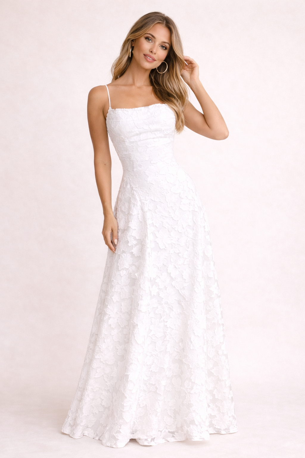 Abito Lungo Donna con Texture Floreale