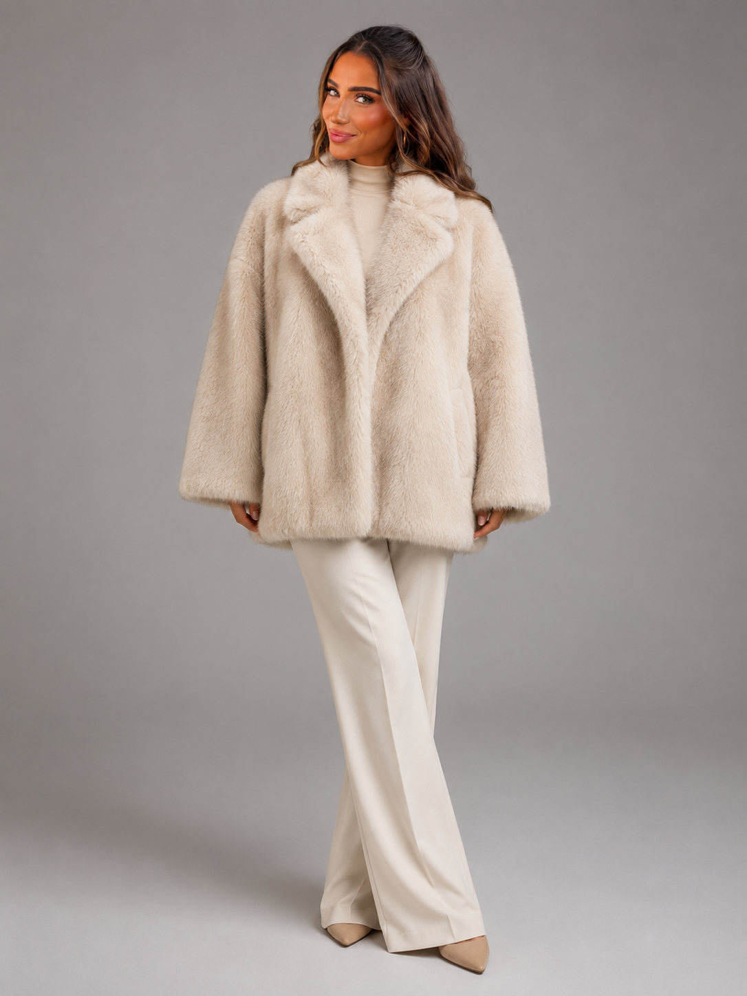Cappotto Oversize Donna in Pelliccia Sintetica