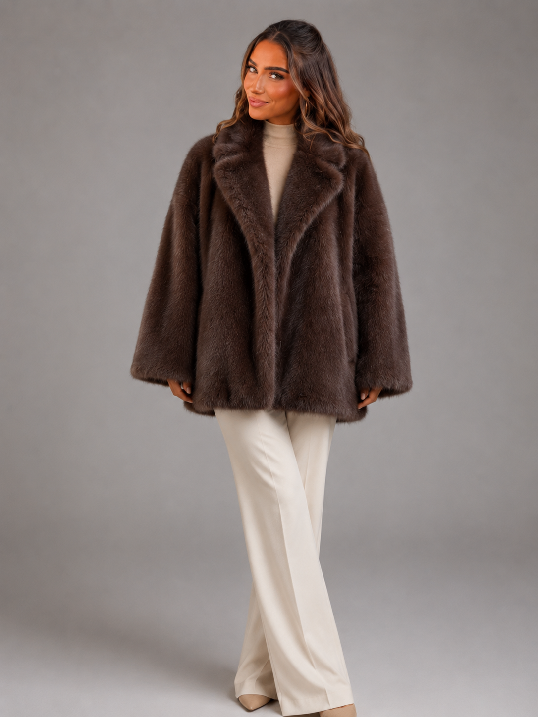 Cappotto Oversize Donna in Pelliccia Sintetica