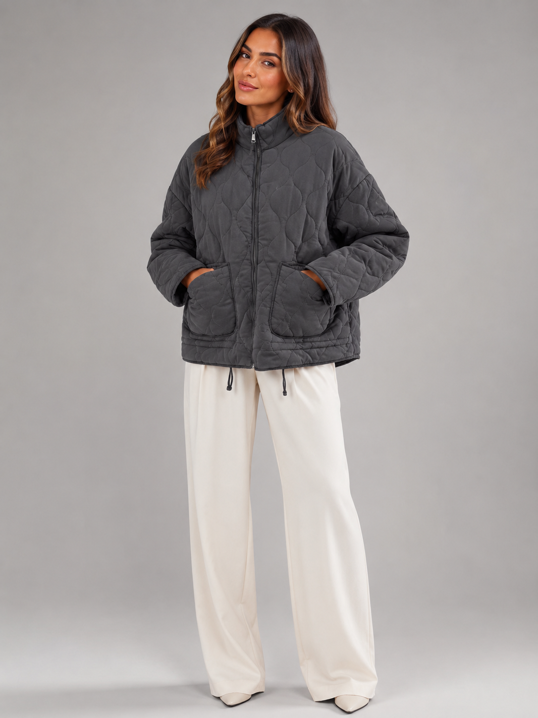 Giacca Utility Donna Trapuntata a Rombi