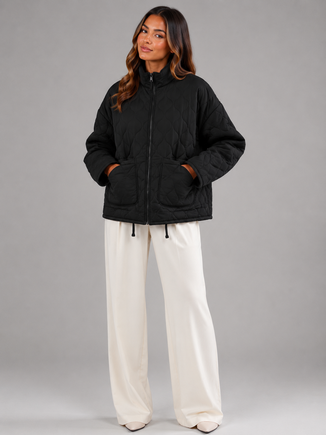 Giacca Utility Donna Trapuntata a Rombi