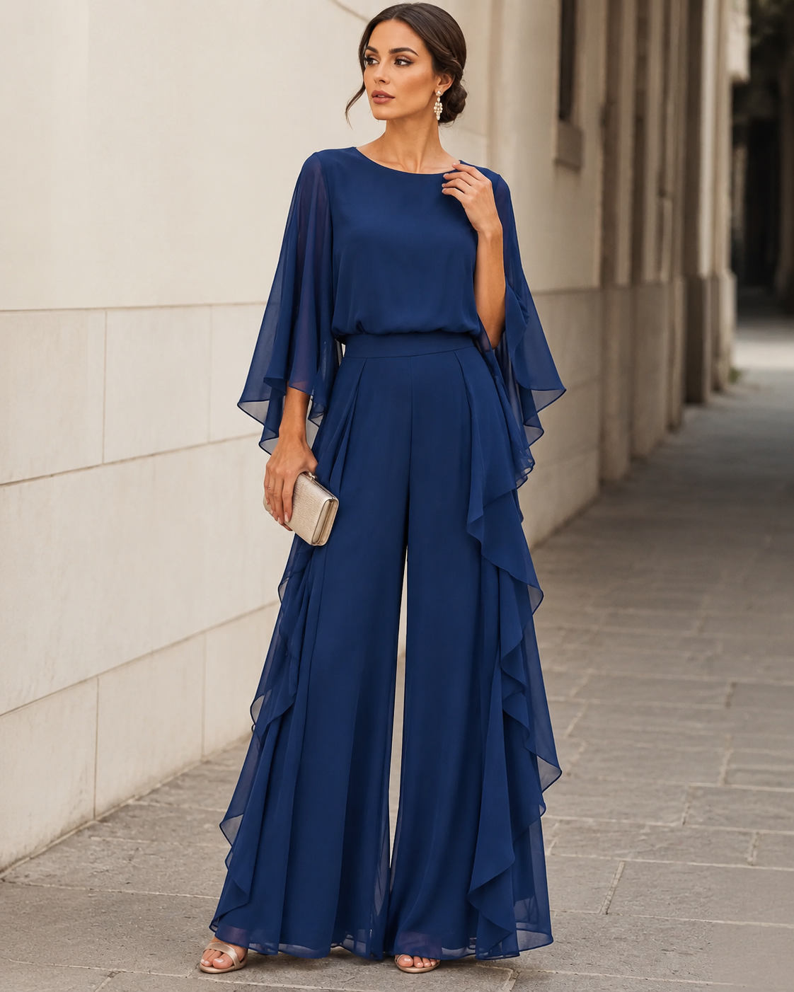 Lucrecia | Completo Donna con Blusa a Mantella e Gonna a Balze