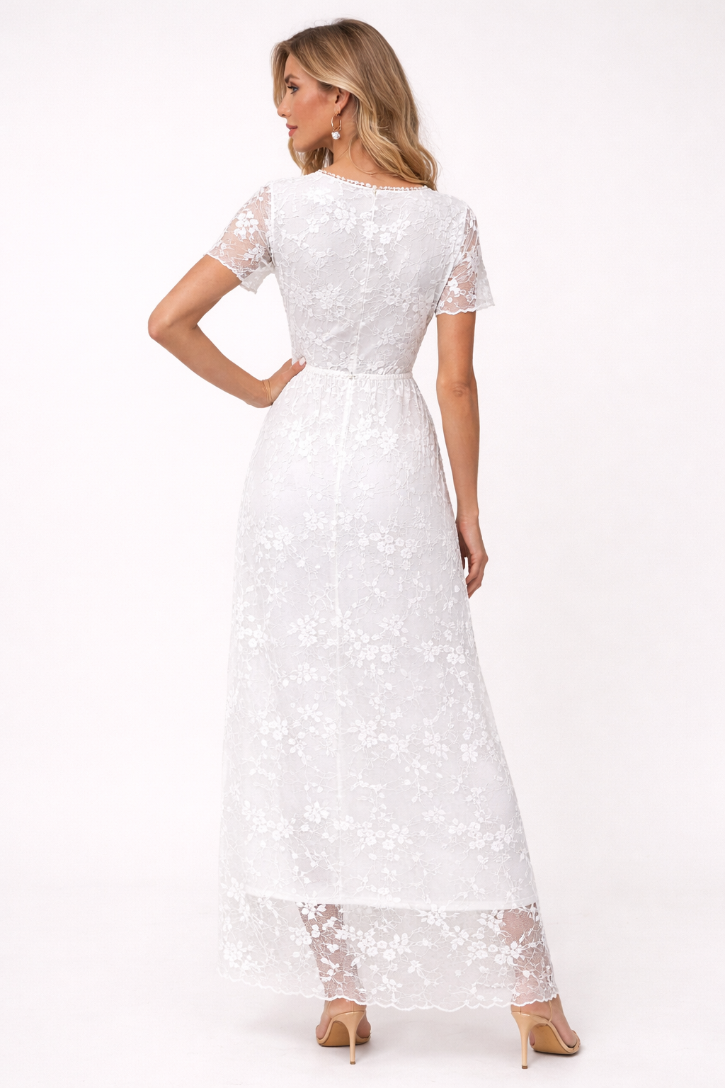 Abito Lungo Donna in Pizzo Floreale