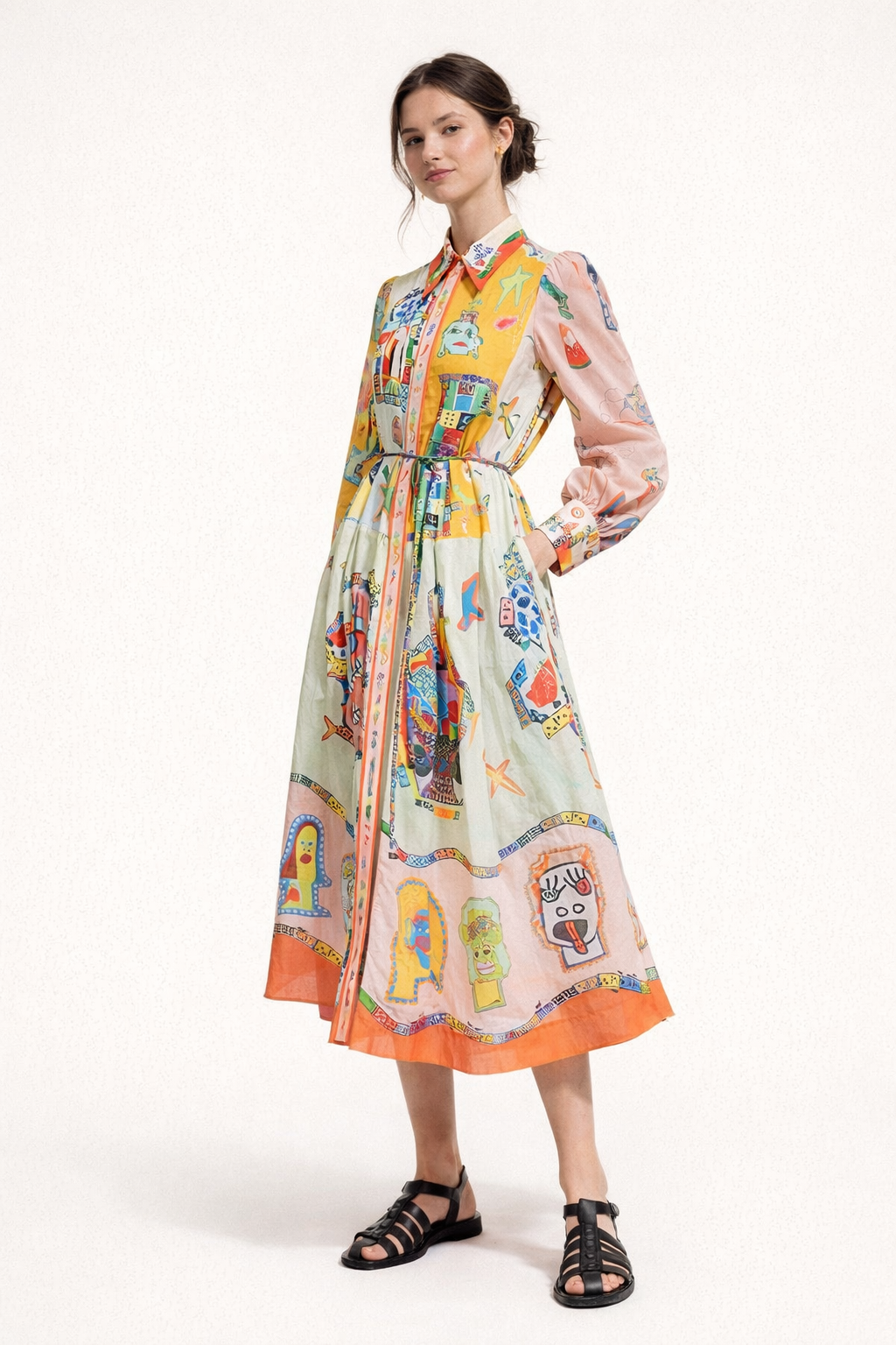 Abito Chemisier Midi Donna Colorblock
