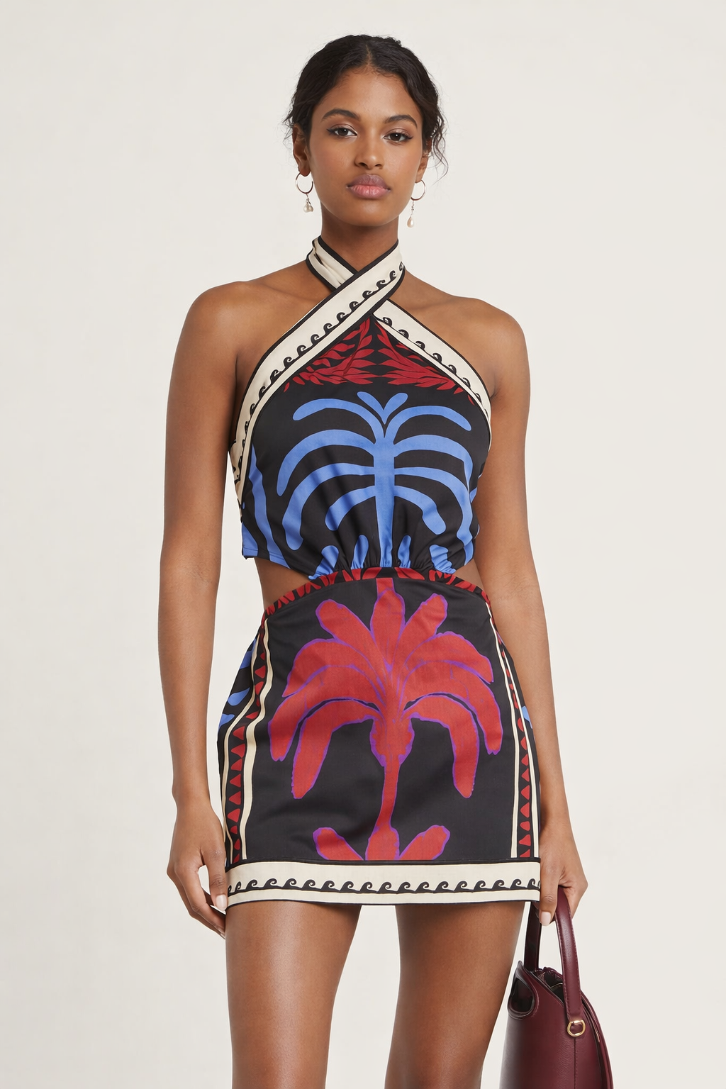 Abito Mini Donna Boho Halter Stampato